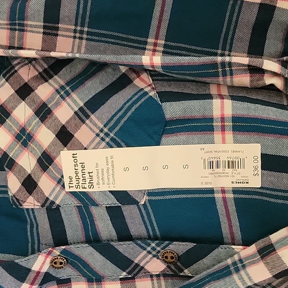 Lot of 2 NWT Sonoma Supersoft Flannel Shirts Blue and Red, Size Small - Picture 3 of 9